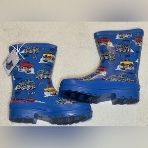 Kids Blue Rain Boots with Car Design